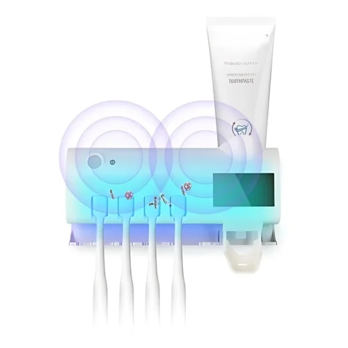 Suporte Dispenser Aplicador Pasta Escova de Dentes Esterilizador Com Luz UV Antibacteriano Automático Banheiro - Image 3