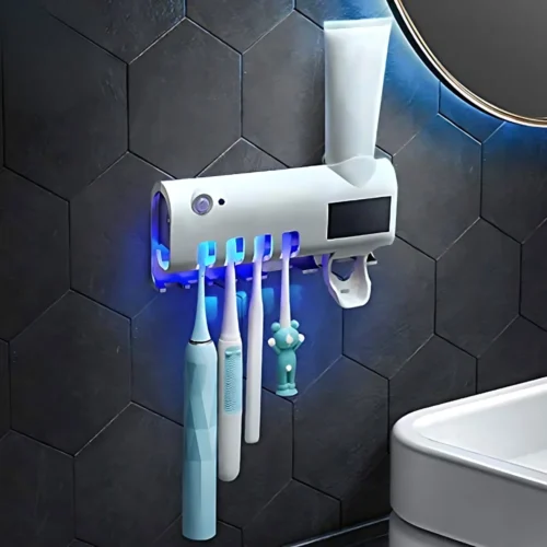 Suporte Dispenser Aplicador Pasta Escova de Dentes Esterilizador Com Luz UV Antibacteriano Automático Banheiro - Image 4