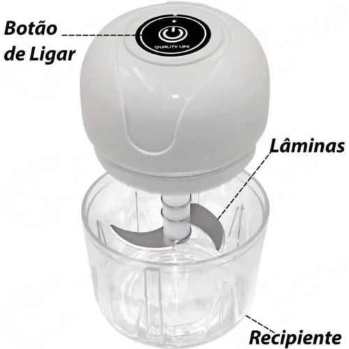 Mini Processador Elétrico de Alimentos Portátil com 3 lâminas de aço inox USB 250 ml Bivolt - Image 2