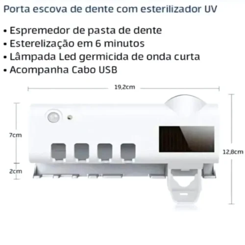 Suporte Dispenser Aplicador Pasta Escova de Dentes Esterilizador Com Luz UV Antibacteriano Automático Banheiro - Image 5